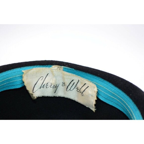 Cherry and Webb Mid Century Black Imported Fur Ribbon Netted Bucket Dress Hat - Picture 6 of 7